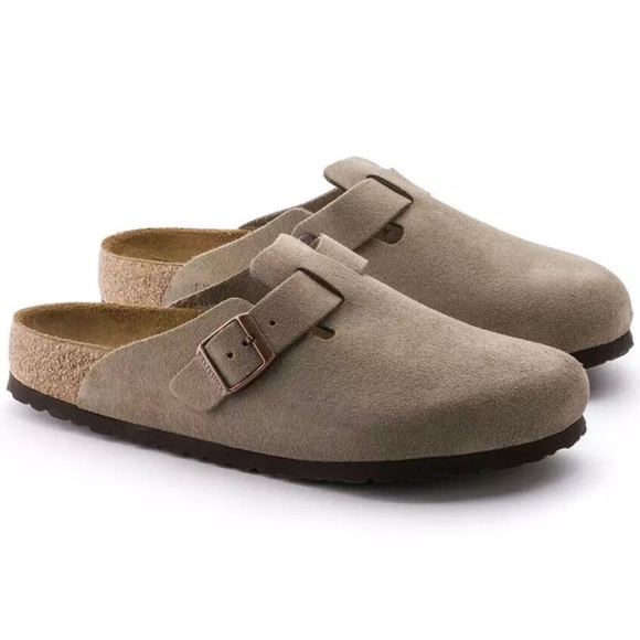 Birkenstock Shoes - Birkenstock Boston Soft Footbed Clogs In Taupe